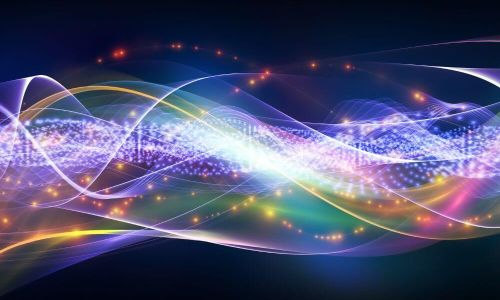 sullo sfondo nero, ci sono delle onde colorate e brillanti